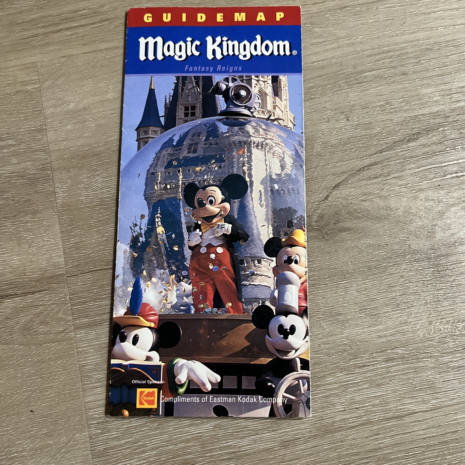 Vintage 2002 WDW Magic Kingdom Park Guide Map with Snow Globe Parade