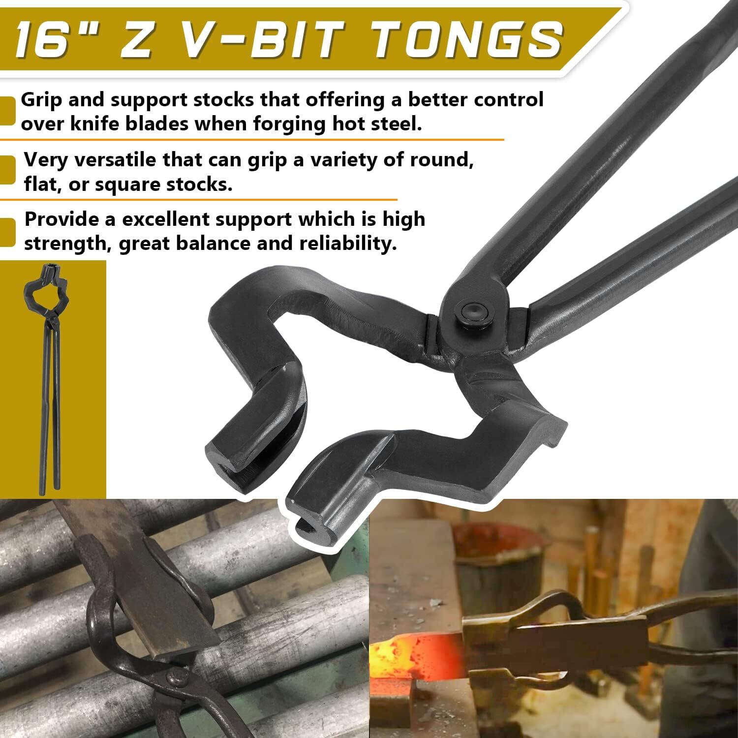 16" Z VBit Tongs & Blacksmiths’ Hammer Knifemaking Bladesmith Blacksmith Tongs eBay