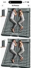 Yuzonc Double Sleeping Pad W/ Pillow- Ultralight Inflatable 2 Pers,Camping  Gray