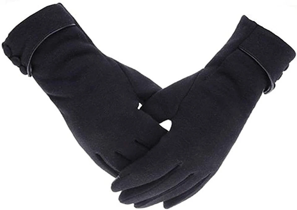 Touch Screen Womens Genuine Leather Gloves Thermal Fleece warm Premium Quality - Image 2 of 4