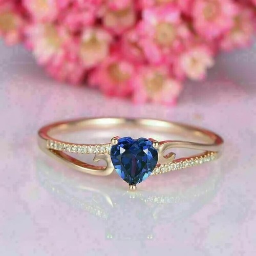 1.50CT Heart Cut Lab-Created Sapphire Women's Wedding Ring 14K Rose Gold Plated