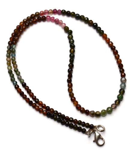 Collier En Quartz Multicolore - Perles Rondelles Facettées 4 Mm - Longueur 17,5" - Neuf