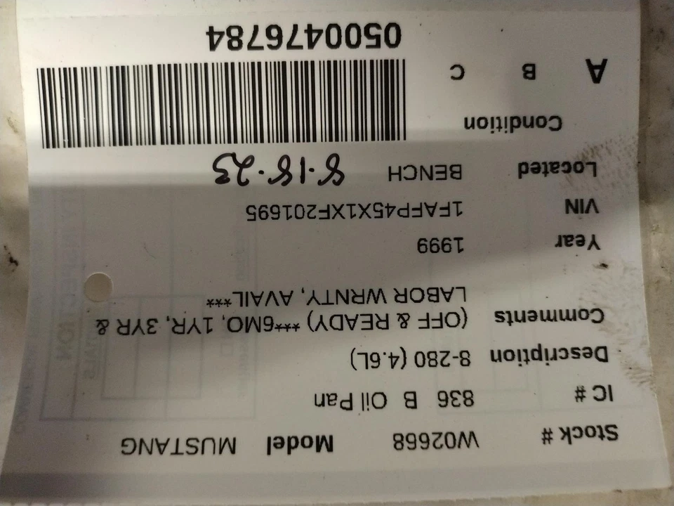 Used Engine Oil Pan fits: 1999 Ford Mustang 8-280 4.6 Grade A Foto 3 de 4