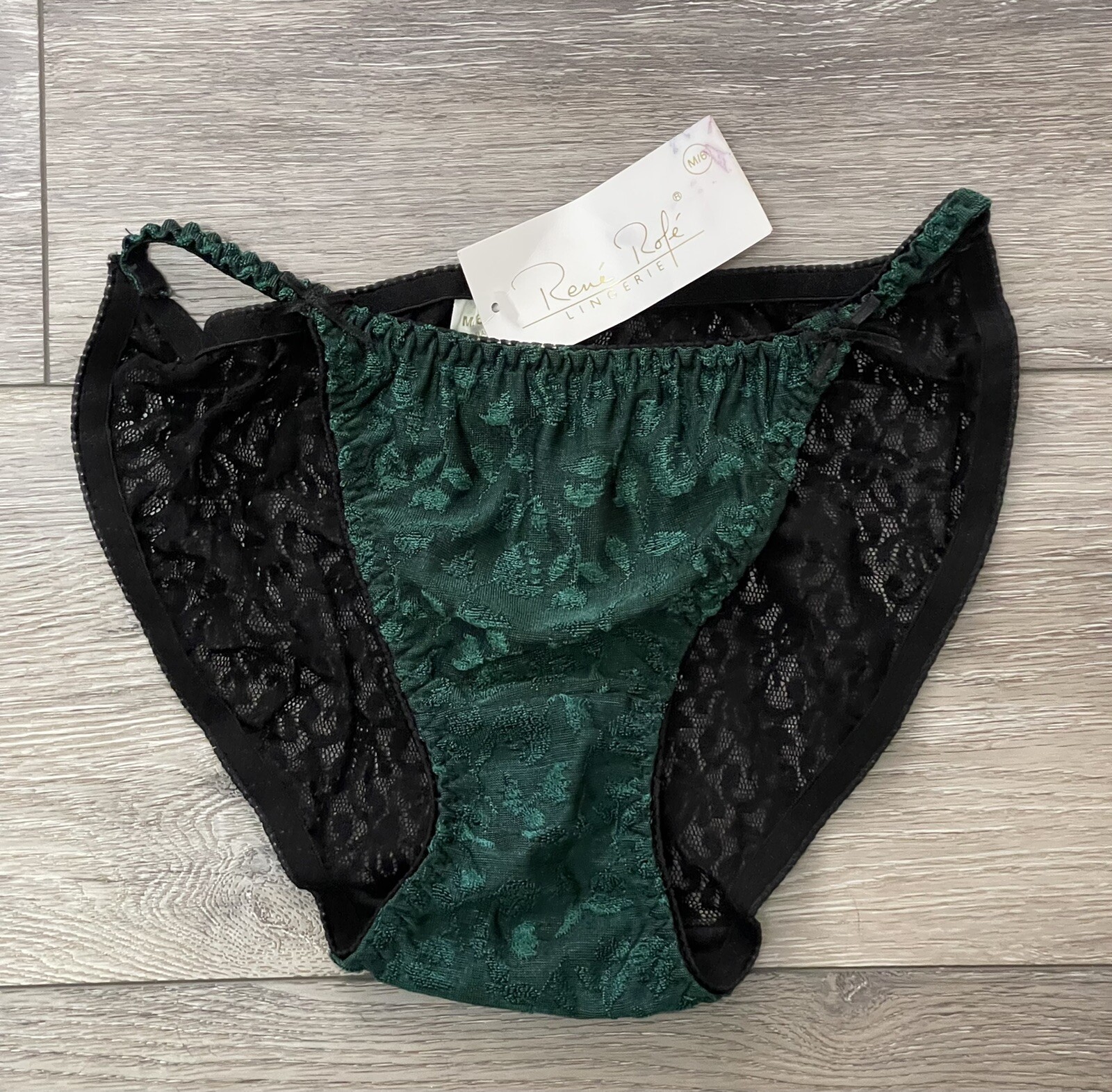 Vintage NWT Rene Rofe Green/Black Sheer Floral Lace H… - Gem