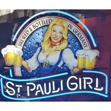 St Pauli Girl Neon Sign Beer Bar Gift 14"x10" Lamp Light Man Cave Room Decor  LY