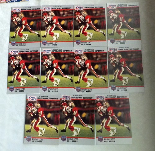 RONNIE LOTT SF 49ers 11 Card Lot 1990 Pro Set Super Bowl Supermen Card 