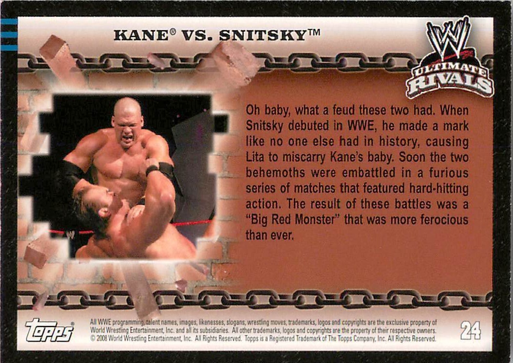 KANE / SNITSKY 2008 Topps WWE ULTIMATE RIVALS #24 | eBay