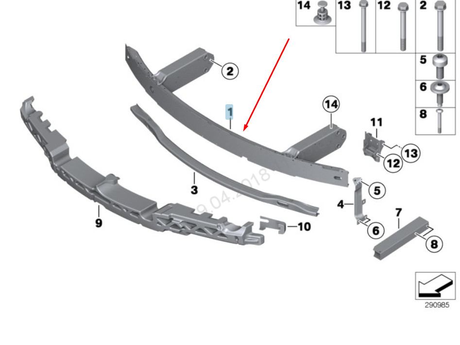 NEU BMW 6 F06 FRONTSTOßSTANGE CRASH BAR 51117385208 7385208 2016 