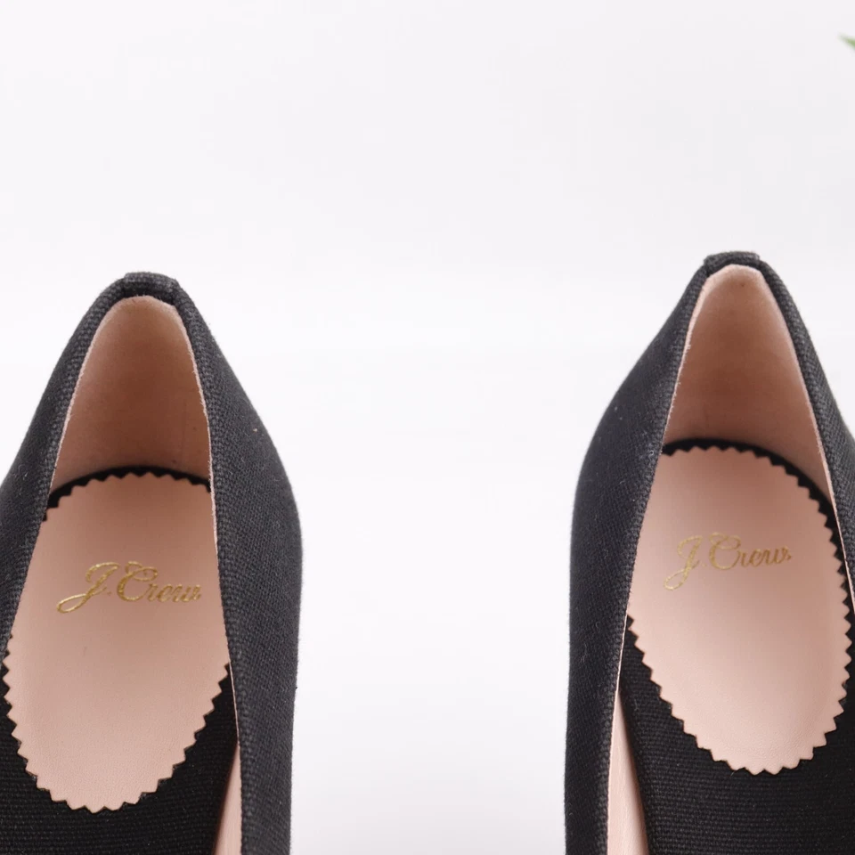Alpargata de mujer JCrew Sevilla Pump talla 12 tacón de cuña lona negra sin cordones Foto 4 de 4