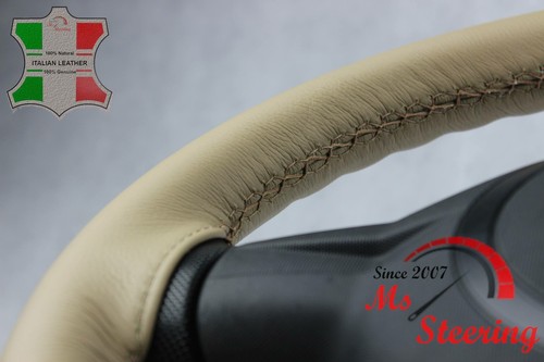 FOR BMW 7 SERIES 93-02 BEIGE LEATHER STEERING WHEEL COVER BEIGE STIT - Imagen 2 de 6