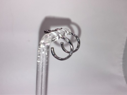 NWOT! 4 Pair Hypoallergenic Silver-Tone Different Designs Hoops 3/8" Earrings - Picture 11 of 22