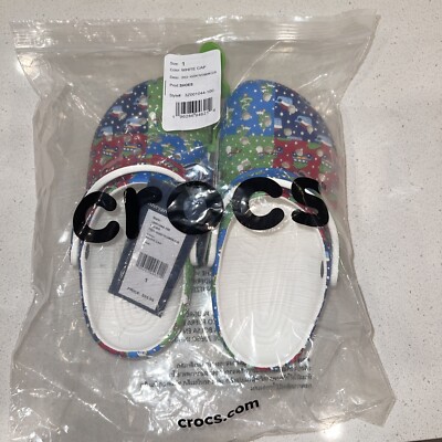 New VINEYARDVINES CROCS HOLIDAY PATCHWORK CLOGS SIZE 1