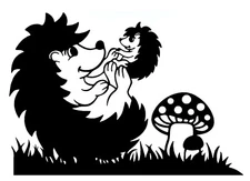 Hedgehog Mushroom Scene Black Vinyl Decal Car Window Laptop Tablet Tumbler
