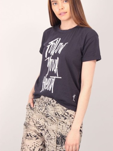Religion Follow Your Heart Tee Colour: Washed Black Womens T Shirt UK 20 XXXL - Picture 8 of 12