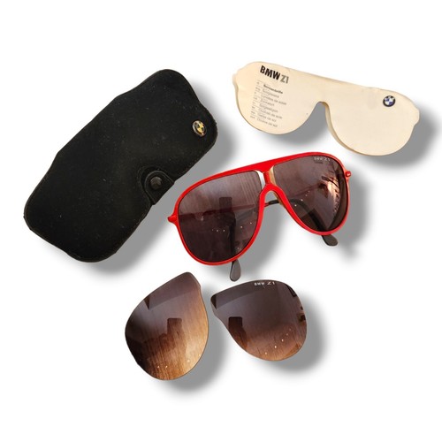 Gafas de sol BMW Classic Z1 rojas Roadster aviador piloto década de 1980 segundo par estuche de lentes - Imagen 1 de 11