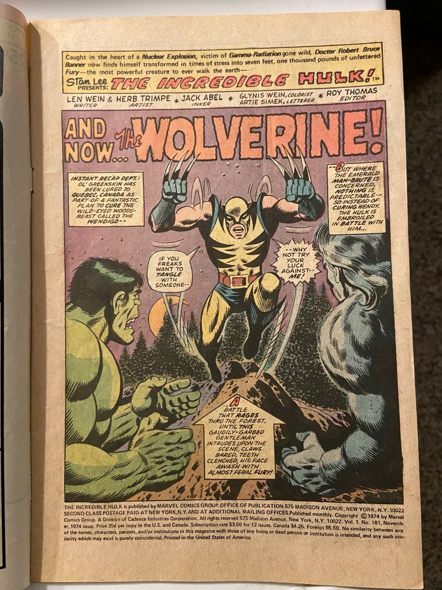 THE INCREDIBLE HULK # 181 - 1ST FULL APPEARANCE OF THE WOLVERINE