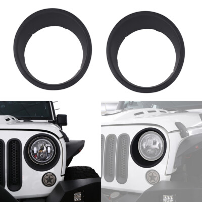 Hooke Road Matte Black Headlight Bezel Trims For Jeep Wrangler JK / Unlimited (2007–2015) – Clip-On
