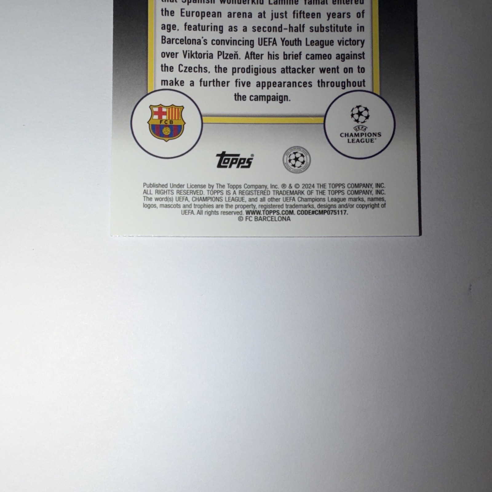 Topps Merlin Collections UCL 2024 Lamine Yamal FC Barcelona RC #27 view 6