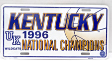 1996 Kentucky Uk National Champions Basketball Advertising Sign License Plate