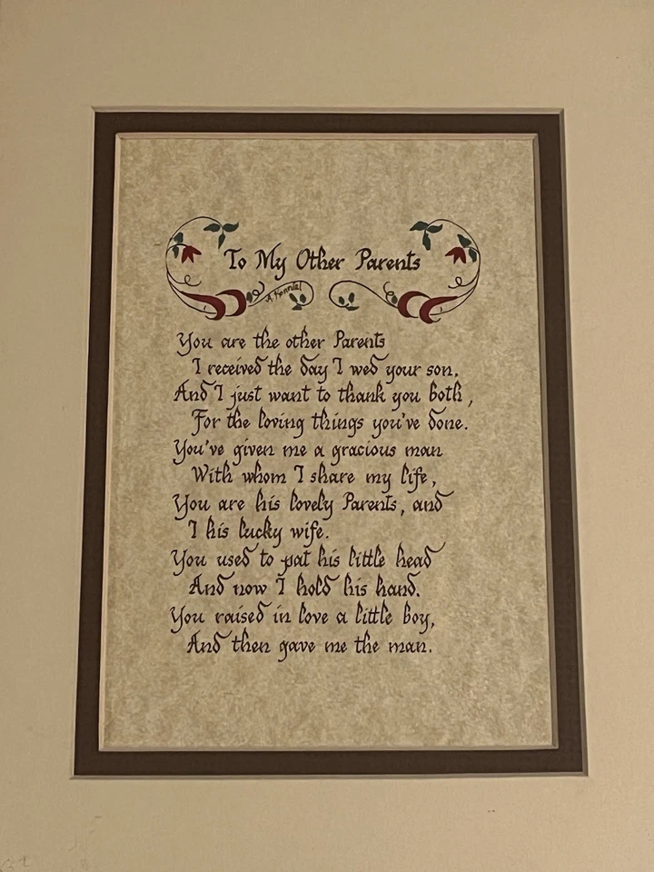 VTG Rustic Wooden Framed Poem Art “To My Other Parents” Daughter In Law *READ* - Image 3 of 4