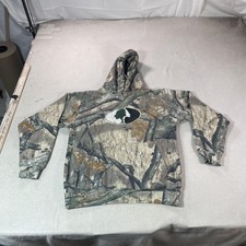 Cabela's Hoodie Sweatshirt Mens Medium Gray Camo Fleece Pullover Hunting