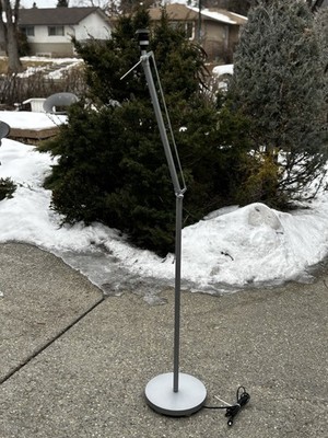 IKEA Samtid Floor Lamp Silver Adjustable Articulated Metal Light