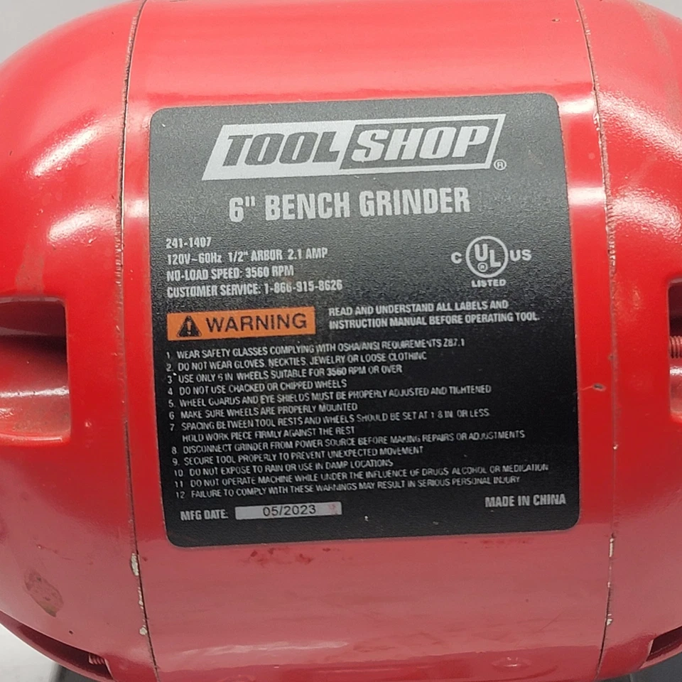 Amoladora de banco Tool Shop de 6" con cepillo de alambre/rueda de piedra - eje de 1/2" Foto 2 de 4