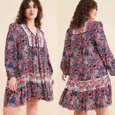 By Anthropologie S Spliced Tunic Dress Long Sleeve Boho Bohemian