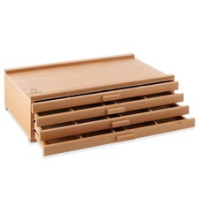 7 Elements 4 Drawer Wooden Artist Storage Supply Box for Pastels, Pencils, Pens,