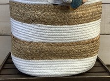 Large Ex Jute HandWoven Waving Basket  with Handles 50cm Round Bottom