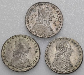 Salzburg Hieronymus v. Colloredo Lot aus 3 x 20 Kreuzer 1782 1792 1796