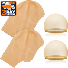 2/4/6/8/10 Pcs Latex Bald Cap for Halloween, Realistic Bald Cover with Nylon Wig
