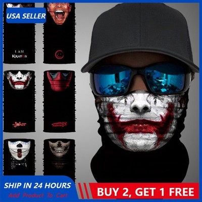 Bandana Cool Clown Joker Neck Gaiter Scarf Half Face Mask for Outdoor Sports US