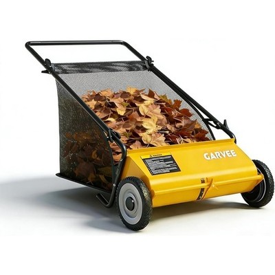 21-Inch Push Lawn Sweeper 4-Brush System, Steel Frame, 3.5 cu ft Hopper Yellow