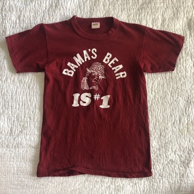 Rare Vtg Alabama Crimson Tide T Shirt Bama s Bear Is #1 Russell Made USA Youth L