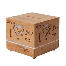 Avizar Diffuseur d'Arôme Ultrasonique 500 ml Effet Bois Rotatif 360°, Marron