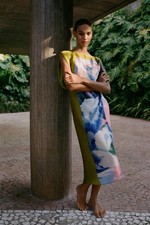 ZARA NEW WOMAN  ASYMMETRIC PRINT MIDI DRESS S 2901/253/330