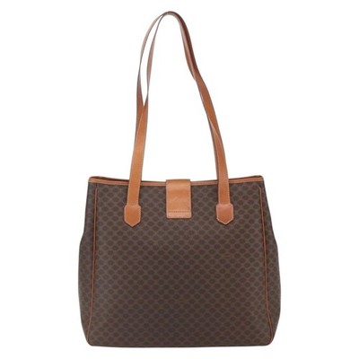 CELINE Macadam Canvas Triomphe Tote Bag PVC Leather Brown Gold
