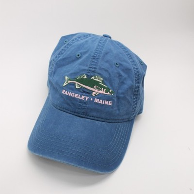 Rangeley Maine blue cotton pink detailed fish legacy quality baseball cap