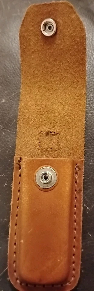 Funda de cinturón de cuchillo Schrade vintage soporte de cuero marrón para cuchillo plegable 4,25" Foto 4 de 4