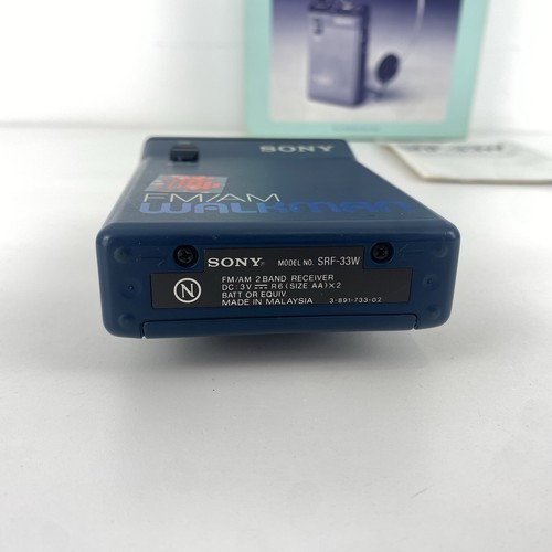 Sony Walkman AM / FM Radio Boxed Vintage SRF-33W Blue Portable  - Picture 7 of 16