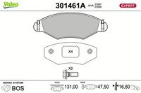 Bremsbelagsatz Scheibenbremse Expert Valeo 301461A FüR Peugeot 206 2A SW 2E Van