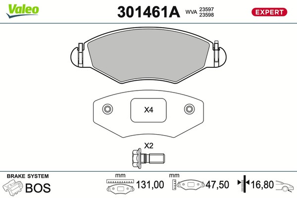 Bremsbelagsatz Scheibenbremse Expert Valeo 301461A FüR Peugeot 206 2A SW 2E Van-image