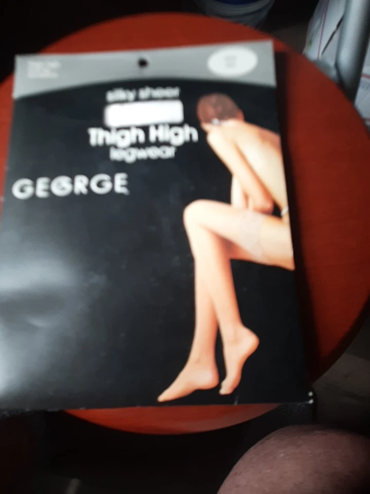 George Silky Sheer Thigh Legwear blanco más encaje Top Sandalia EE. UU. Nuevo Foto 4 de 4