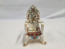 Cloisonne Miniature Chair Chinese Ornament Handpainted Floral Design