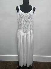 Vintage Vandemere White Silky Nylon Stretch Lace Bodice Negligee Size 2X