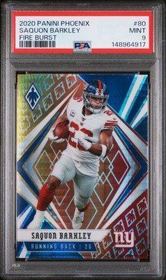 2020 Panini Phoenix SAQUON BARKLEY Fire Burst #80 PSA 9 MINT  