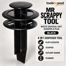 Mr Scrappy Tool, Waste Disposal Unit Scraper & Plug, Black