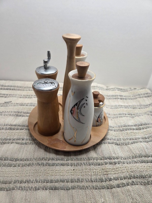 vintage condiment caddy with angel fish design "RARE FIND" made in Japan