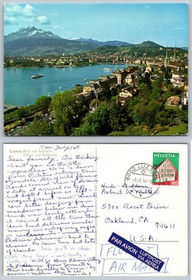 Continental Luzern Switzerland Harbor View Postcard